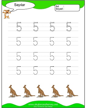 okul öncesi 1 sayısı çizgi çalışması